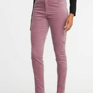 Mid-Rise Velvet Pixie Ankle Pants for Women mauve